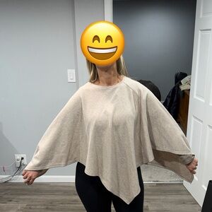 Zara Women's Cream Asymmetric Poncho Sweater